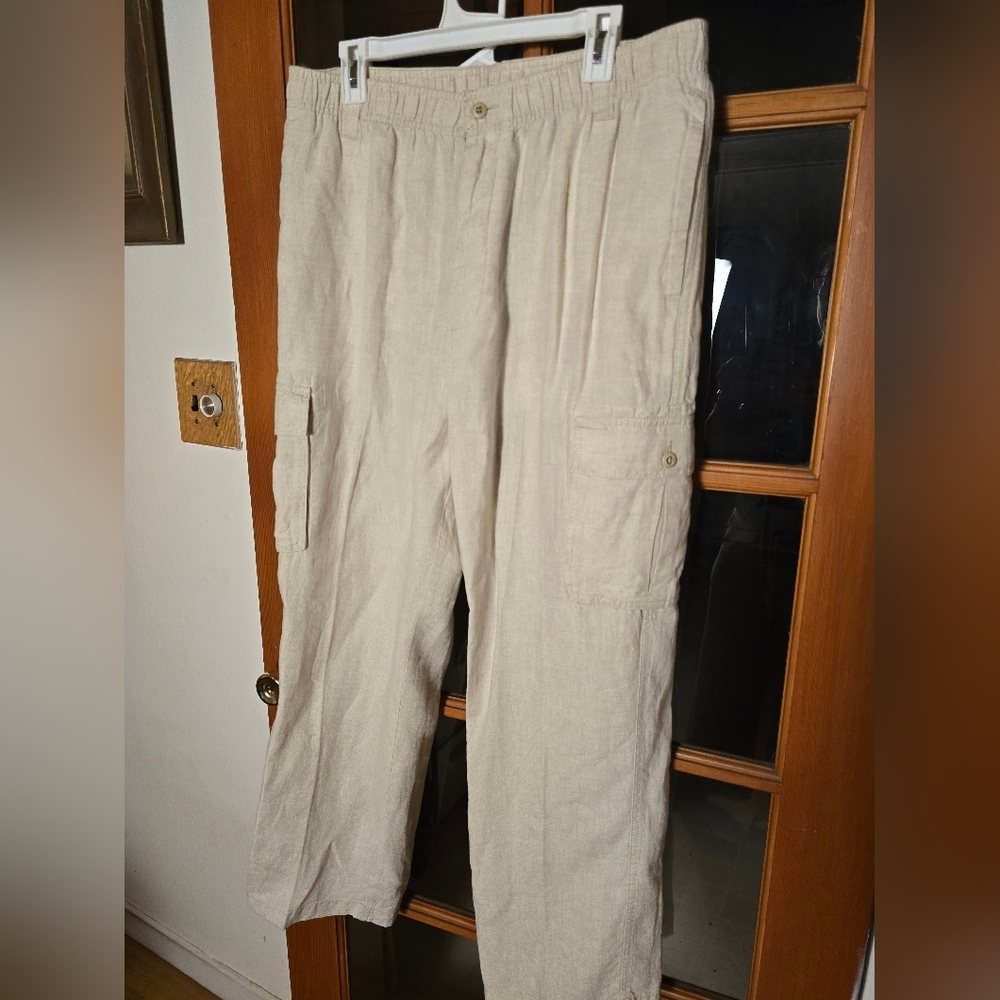 Caribbean Linen Beige Cargo Pants 38x30